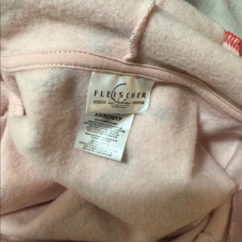 Betty Boop Fleischer Pink Zip Hoodie with Cartoon and Cherry Print front pockets - Picture 8 of 8
